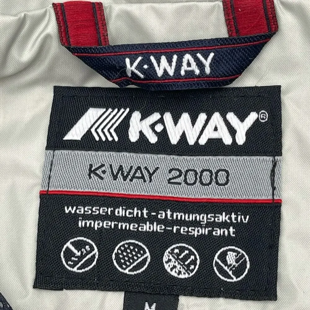 K-WAY 2000 men windbreaker lightweight off-white pockets drawstring size MEDIUM